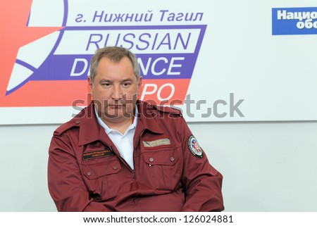 NIZHNY TAGIL, RUSSIA - AUG 24: Dmitry Rogozin vice-premier of Russian Government at RUSSIAN DEFENCE EXPO 2012 on August, 24, 2012 in Nizhny Tagil, Russia
