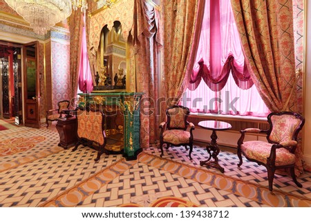 MOSCOW-FEB 22: An interior view of the Grand Kremlin Palace is shown on Feb 22, 2013 in Moscow. Built in 1849, the palace is the official residence of the President of Russia. The Royal accommodations
