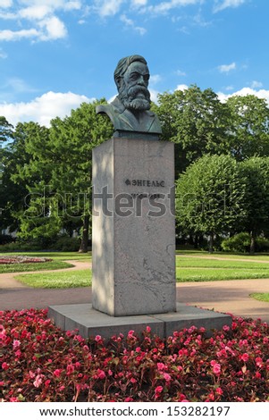 A bronze sculpture by Friedrich Engels in St. Petersburg, Russia. The monument was established in 1932