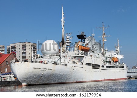 KALININGRAD, RUSSIA - MAY 04: Museum of World ocean, outdoor exposition, a research research vessel \