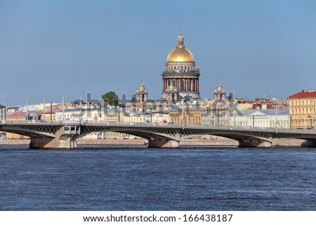 Saint Petersburg, Russia, English Embankment, Blagoveshchensky (Annunciation) Bridge Dating Back To 1850 And Saint Isaac\'S Cathedral