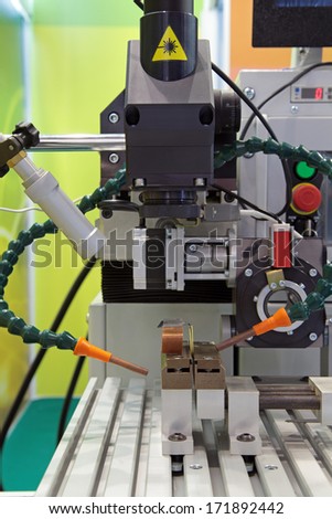 Machine for laser metal processing (CNC), close-up