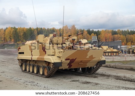 NIZHNY TAGIL, RUSSIA - SEP 26, 2013: The international exhibition of armament, military equipment and ammunition RUSSIA ARMS EXPO (RAE-2013). Combat reconnaissance vehicle BRM3k