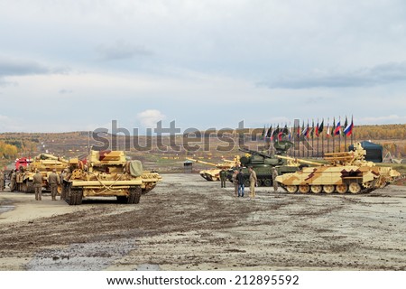 NIZHNY TAGIL, RUSSIA - SEP 26, 2013: The international exhibition of armament, military equipment and ammunition RUSSIA ARMS EXPO (RAE-2013)