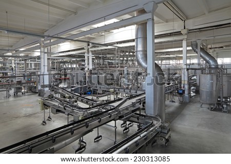 The food industry. Bottling of beer brewing plant conveyor line