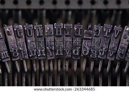 Typographic fonts old typewriter, close-up