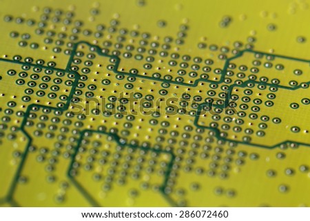 Fragment of the printed-circuit board of the computer in the place of installation of the chip