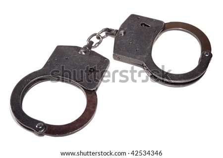 Black Handcuffs Isolated On White Background Stock Photo 42534346