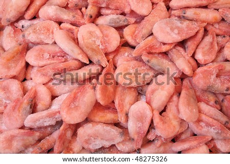 Background from the boiled frozen shrimps