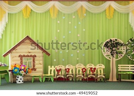 The empty decorated room in a kindergarten