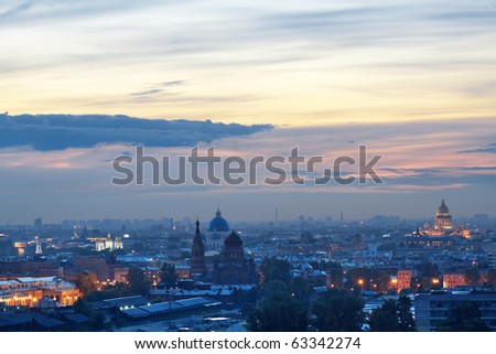 The top view on the night city of St.-Petersburg