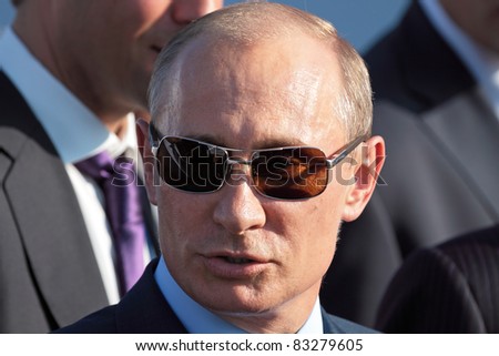 MOSCOW, RUSSIA - AUG 17: Vladimir Putin, Russian Prime Minister at the International Aviation and Space salon MAKS on Aug 17, 2011 at Zhukovsky, Russia