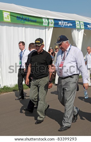 MOSCOW, RUSSIA - AUG 17: Sergey Shoygu, Russian minister of Emergency situations, General of the Army at the International Aviation and Space salon MAKS. Aug,17, 2011 at Zhukovsky, Russia