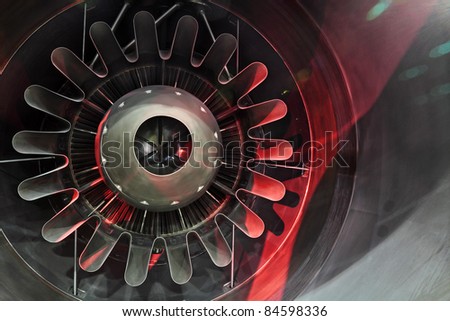 Real nozzle of the exploitation gas turbine engine jet aircraft inside view