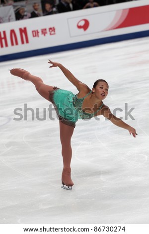 MOSCOW - APRIL 30: Cheltzie Lee competes in single ladies free figure skating at the 2011 World Championship on April 30, 2011 at the Palace of sports \