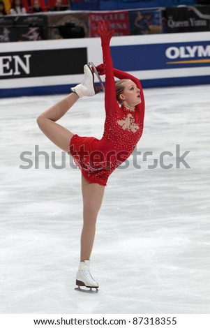 MOSCOW, RUSSIA - APRIL 30: Ira Vannut competes at the single ladies free figure stating event during the 2011 World championship on April 30, 2011 at the Palace of sports \