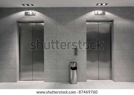 Two lifts in a hotel hall