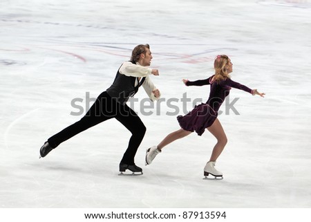 MOSCOW - APRIL 30: Deividas Stagniunas & Isabella Tobias compete in a pairs ice dancing routine during the 2011 World championship figure skating at the Palace of Sports \