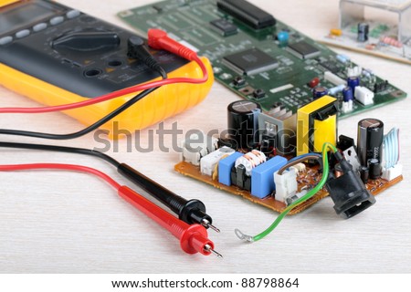 Digital multimeter and electronic parts of the radio equipment