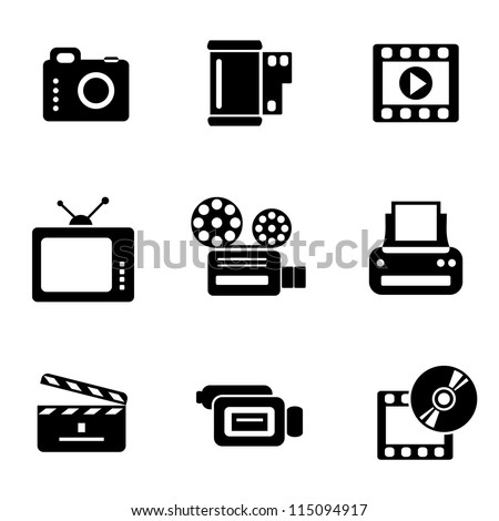 set vector computer icons of photo and video set vector computer icons of photo and video