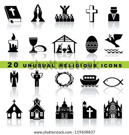 set vector icons of christian religion sign and symbol