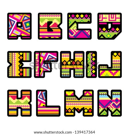 set of letters with the design of a Mexican style. Part 1