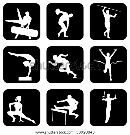 set of vector icons. Athletic sports and gymnastics.