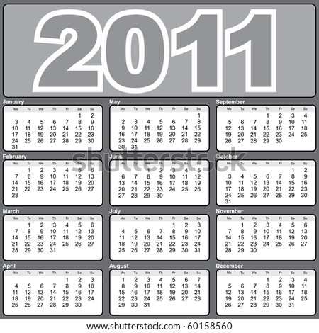 Model Calendars on Vector Model Calendar Grid In 2011   60158560   Shutterstock