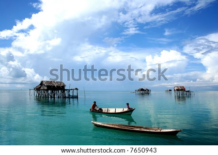Tropical Fishing Village And The Boat People Stock Photo 7650943 