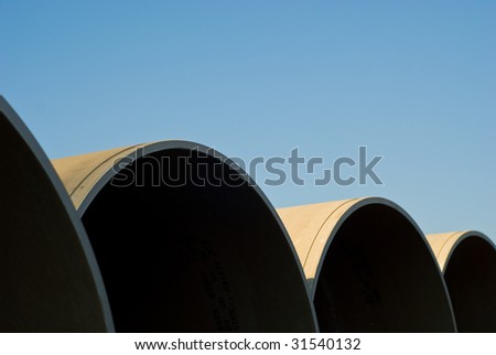 Close up of building sewage pipes with background blue sky