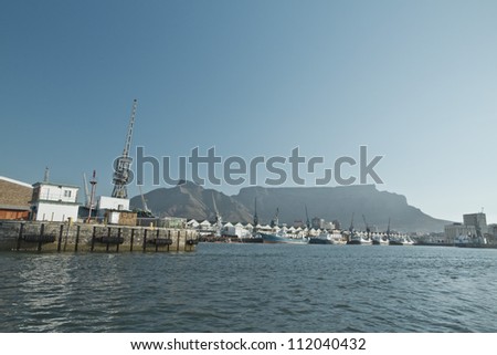 Cape Town harbor with Table Mountain in the background