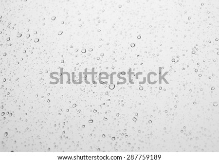Drops of rain on the inclined window (glass). Shallow DOF