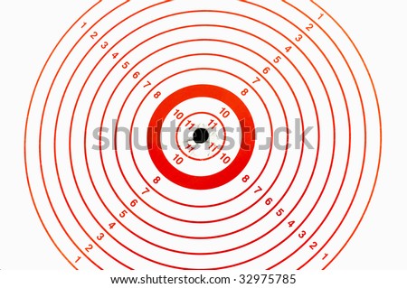 Target with bullet marks in the bulls-eye