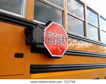 Safety Sign on School Bus
