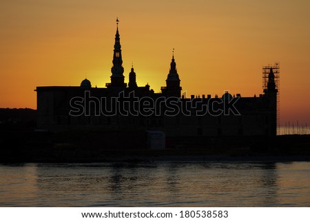 Kronborg castle (castle of Hamlet) in sunset sky