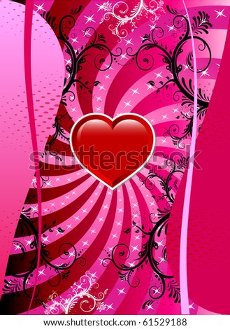 Raster version Valentine Background with hearts and scrolls.
