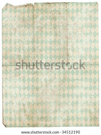 Vintage Folded Paper with Harlequin Design
