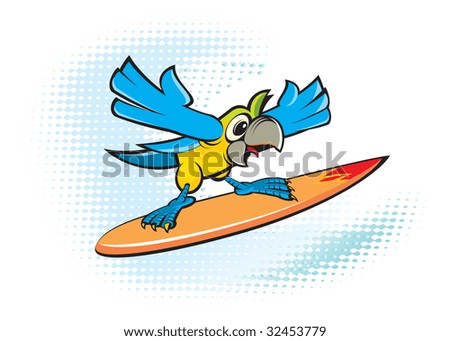 Parrot on surfing