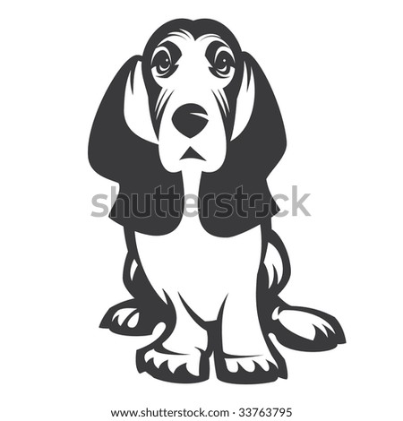 stock vector : Dog Basset. 1 colour without a gradient