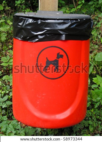 Dog waste bin in red and black