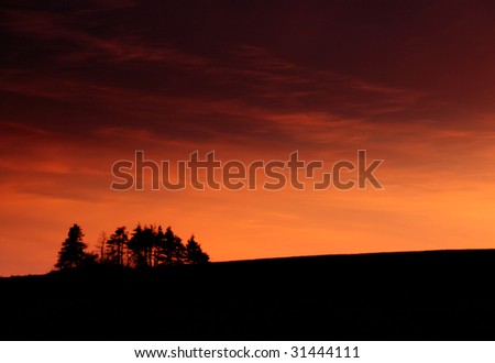 Sunset over a farmers field