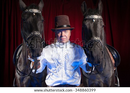 Man and horse on ring in circus