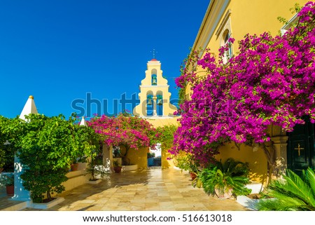 Theotokos Monastery, Paleokastritsa town, Corfu island, Greece