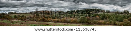 Panorama of Rural Landscape in Autumn