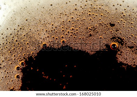 Fizzy soft drink with bubbles of gas