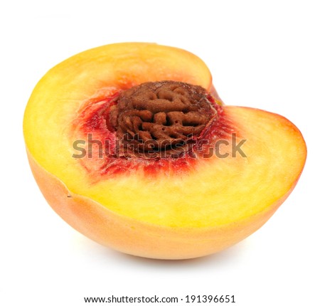 Half of Peach Isolated on White Background