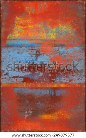 Colorful Scratched Texture with Rusty Seams Along Edges (Part of Colorful Metal Textures set, which includes 12 textures that fit together perfectly to form a huge image)