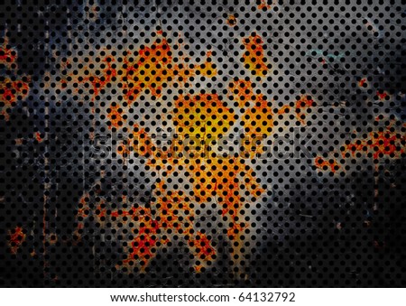 Dotted Pattern on Rusty Metal Wall as Background