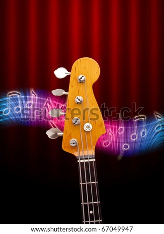 wallpaper guitar bass. To black background guitar