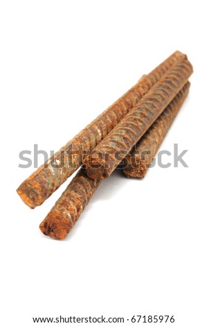 stock photo Rusty Metal Rods Isolated on White Background